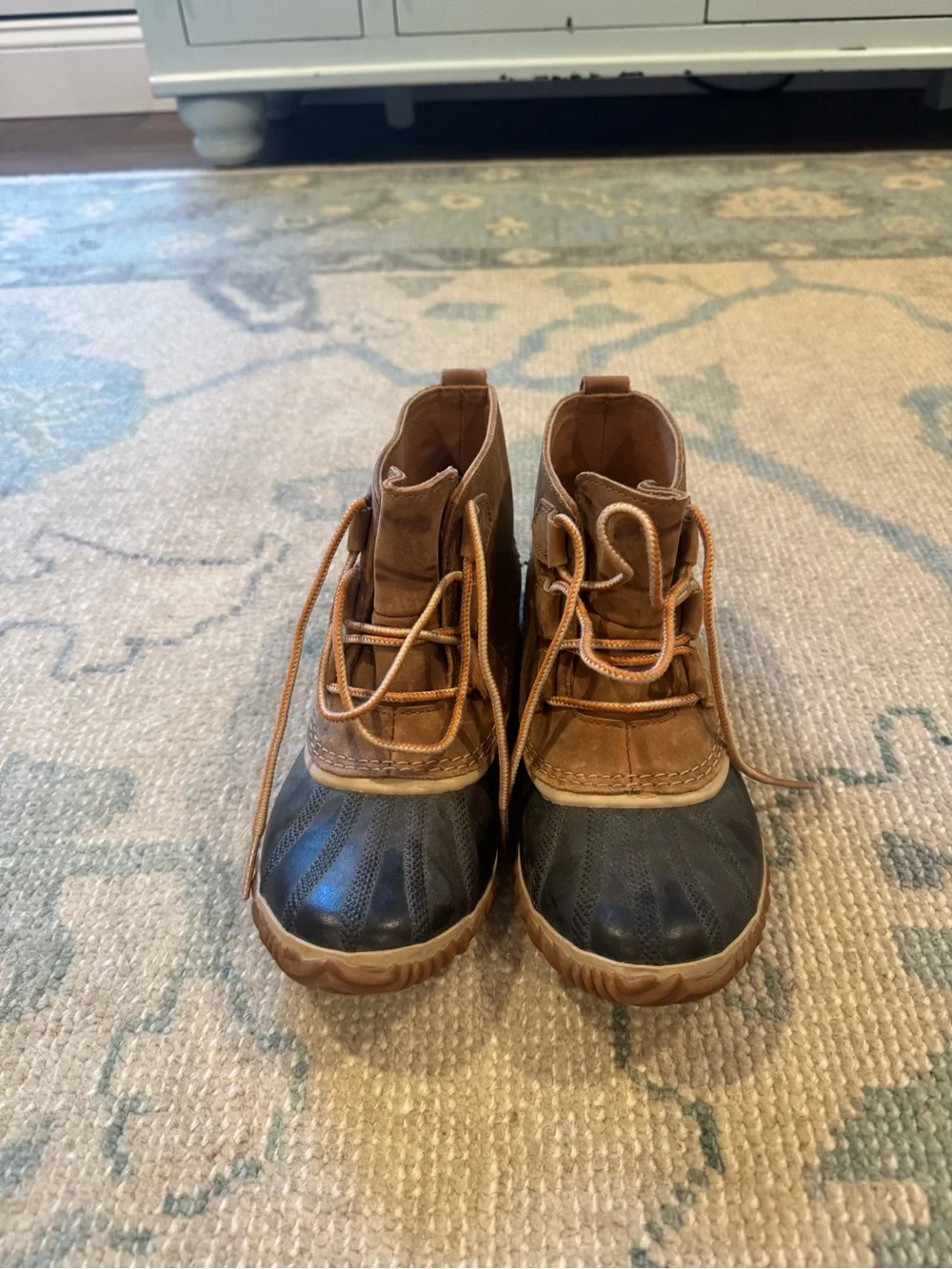Sorel Brown and Black Lace-Up Duck Boots